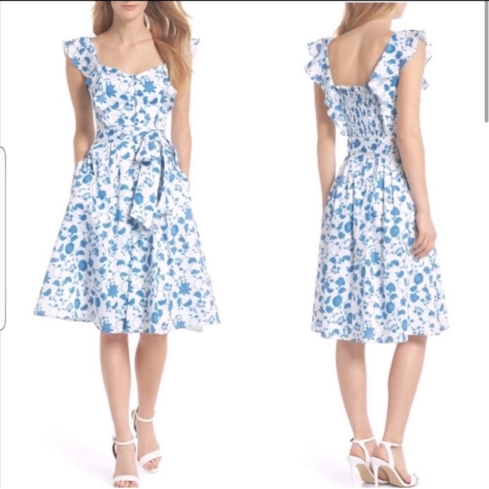 Gal Meets Glam Olivia Bluen and White Floral dress size 2